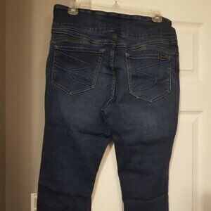 Seven Jeans Old School "S" Rear Pockets Dark Wash Capris Women's Size 14